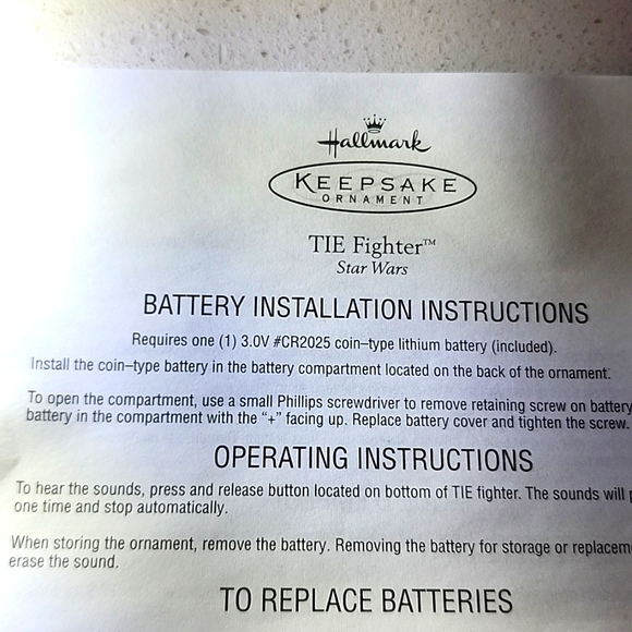 TIE Fighter Star Wars features Sound. 2003 Hallmark Keepsake Ornament New in box - Picture 10 of 10